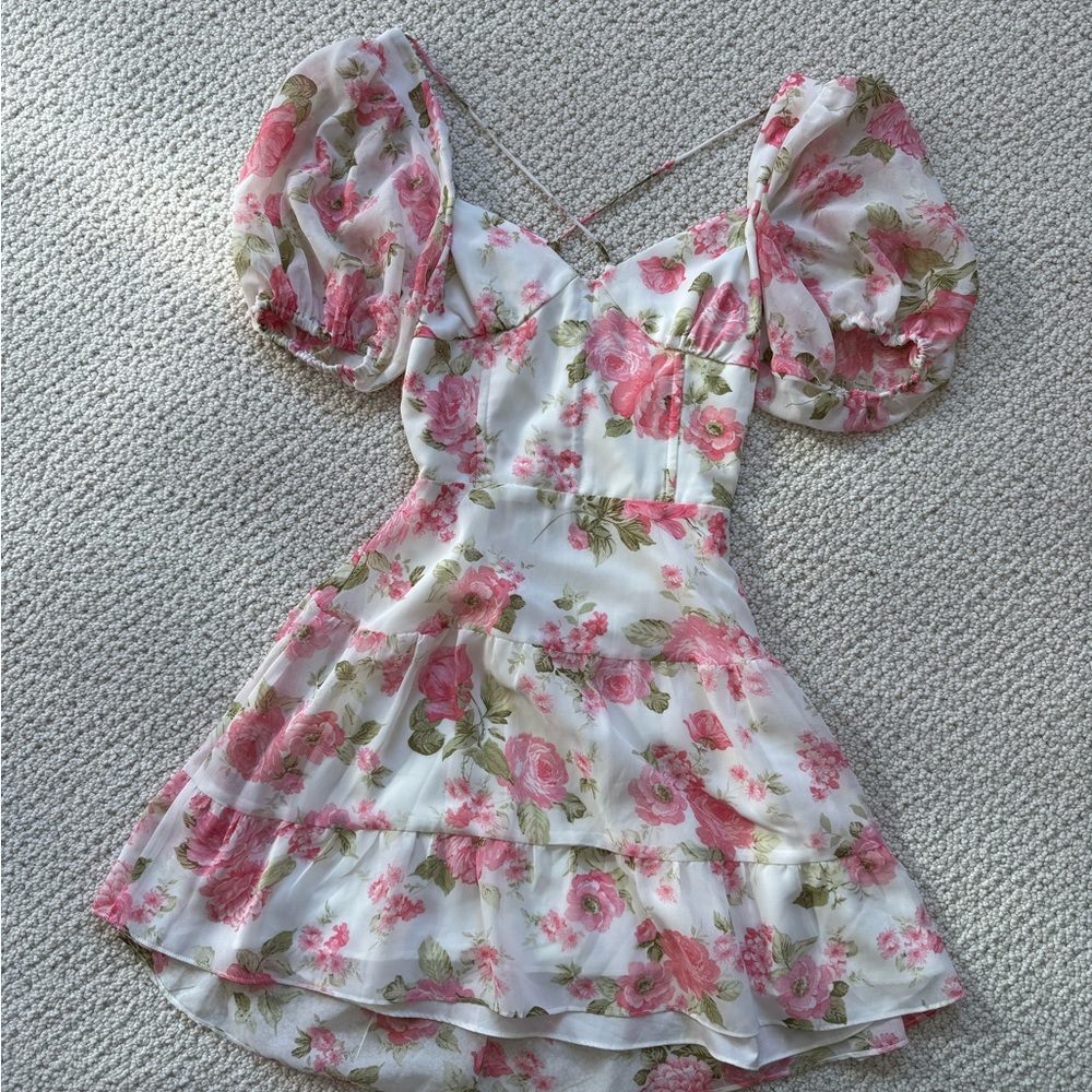 Floral Puff Sleeve Mini Dress